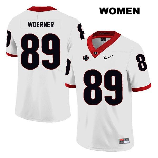 Georgia Bulldogs Women's Charlie Woerner #89 NCAA Legend Authentic White Nike Stitched College Football Jersey ZNL8156XE